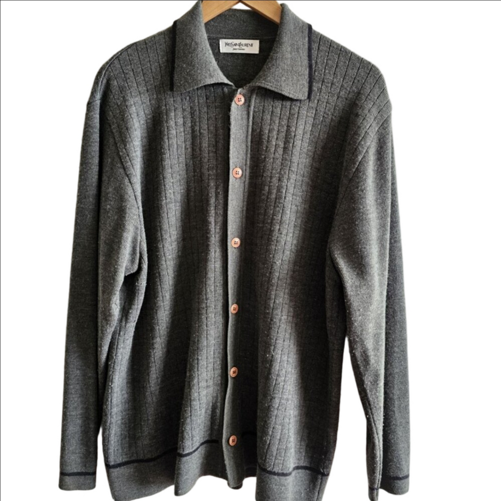 Vintage 90s YSL Yves Saint Laurent Wool Knitted Cardigan - Picture 2 of 10